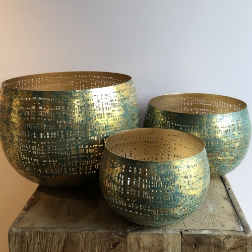 Gouden theelicht set van 3