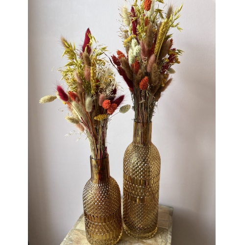 Set van 2 vazen met droogbloemen