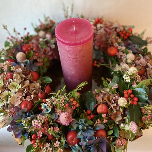 Herfstkrans roze accent