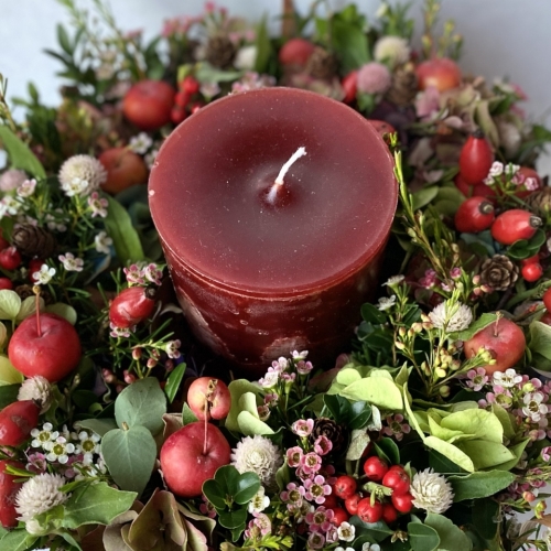 Herfstkrans rood accent
