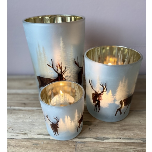 theelichten set 3st - wit/brons